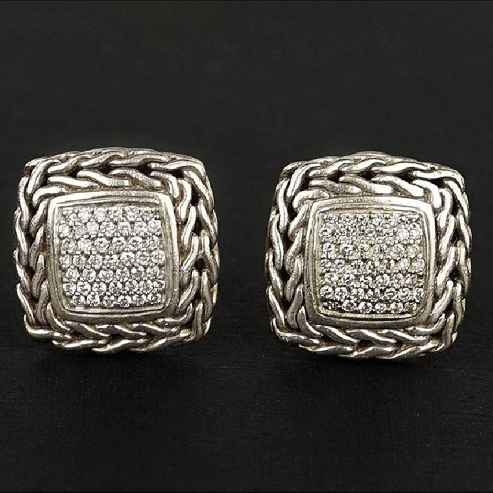 John Hardy, 72 Diamonds,18kt White/Gold Earrings